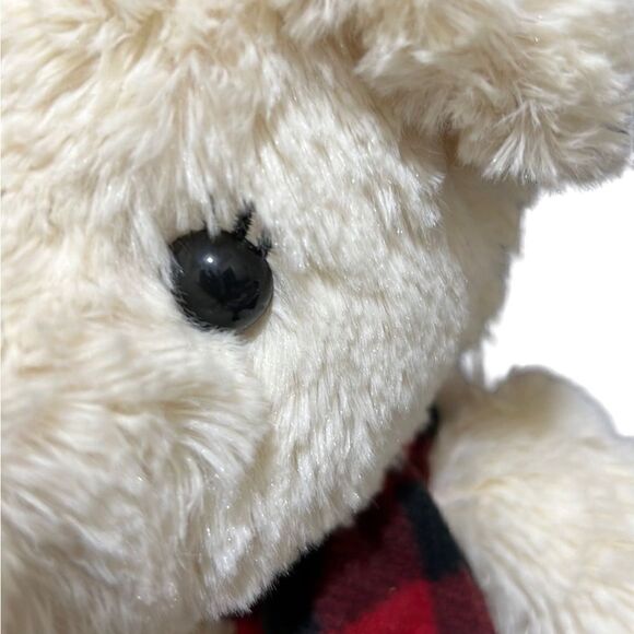 Jo-Ann teddy bear stuffed plush red black plaid for LIGHTHOUSE RESCUE NONPROFIT - Picture 3 of 6